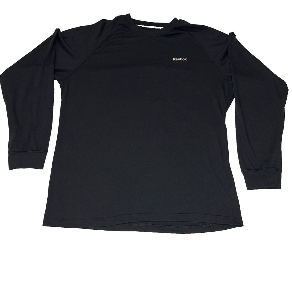 Reebok Men's Large (L) Black Long Sleeved Shirt Athletic Activewear Crewneck